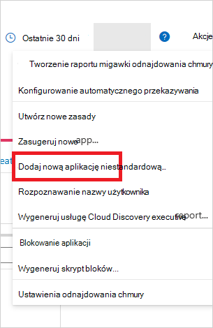 dodaj menu aplikacji niestandardowej.