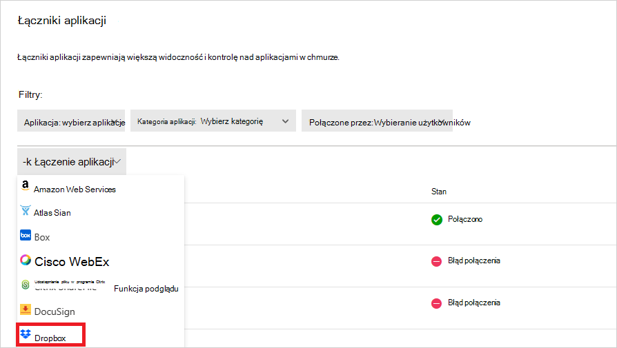 połącz dropbox.