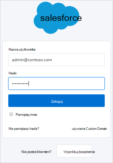 Logowanie do usługi Salesforce.