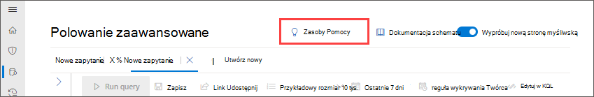 Zrzut ekranu przedstawiający zasoby pomocy