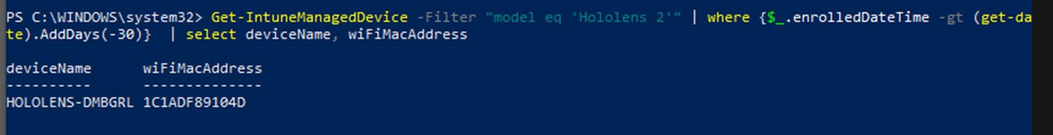 Adres MAC za pośrednictwem programu PowerShell.