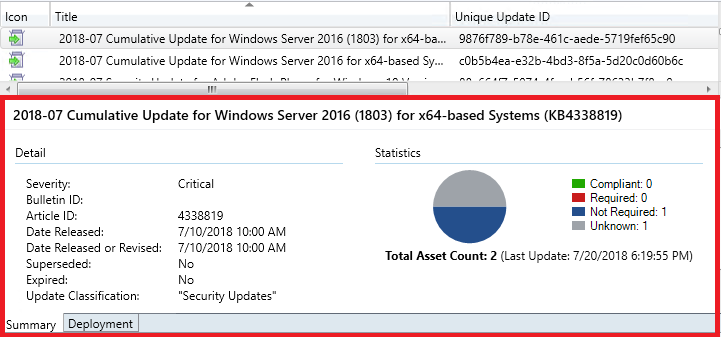 Configuration Manager okienku szczegółów przykładu.