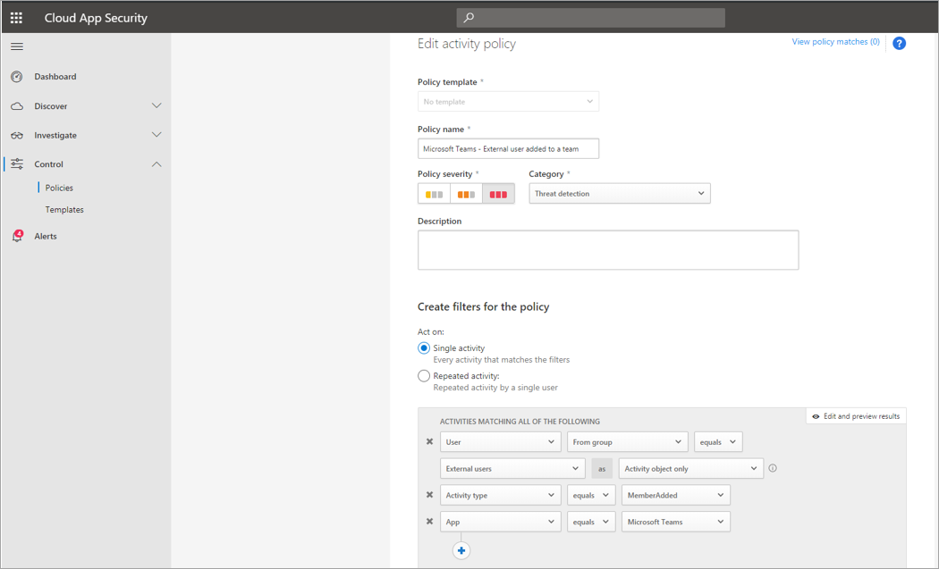 Policy to monitor adding external users