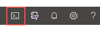 Obraz przedstawiający pasek narzędzi witryny Azure Portal z wyróżnioną ikoną usługi Cloud Shell