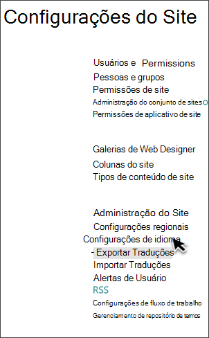 Imagem de configurações multilíngues ativas.