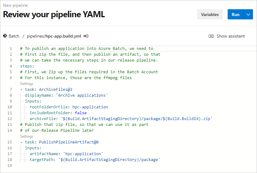 Captura de tela de um pipeline de Build existente.