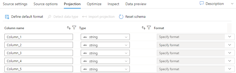 Captura de tela que mostra as configurações na guia projeção.