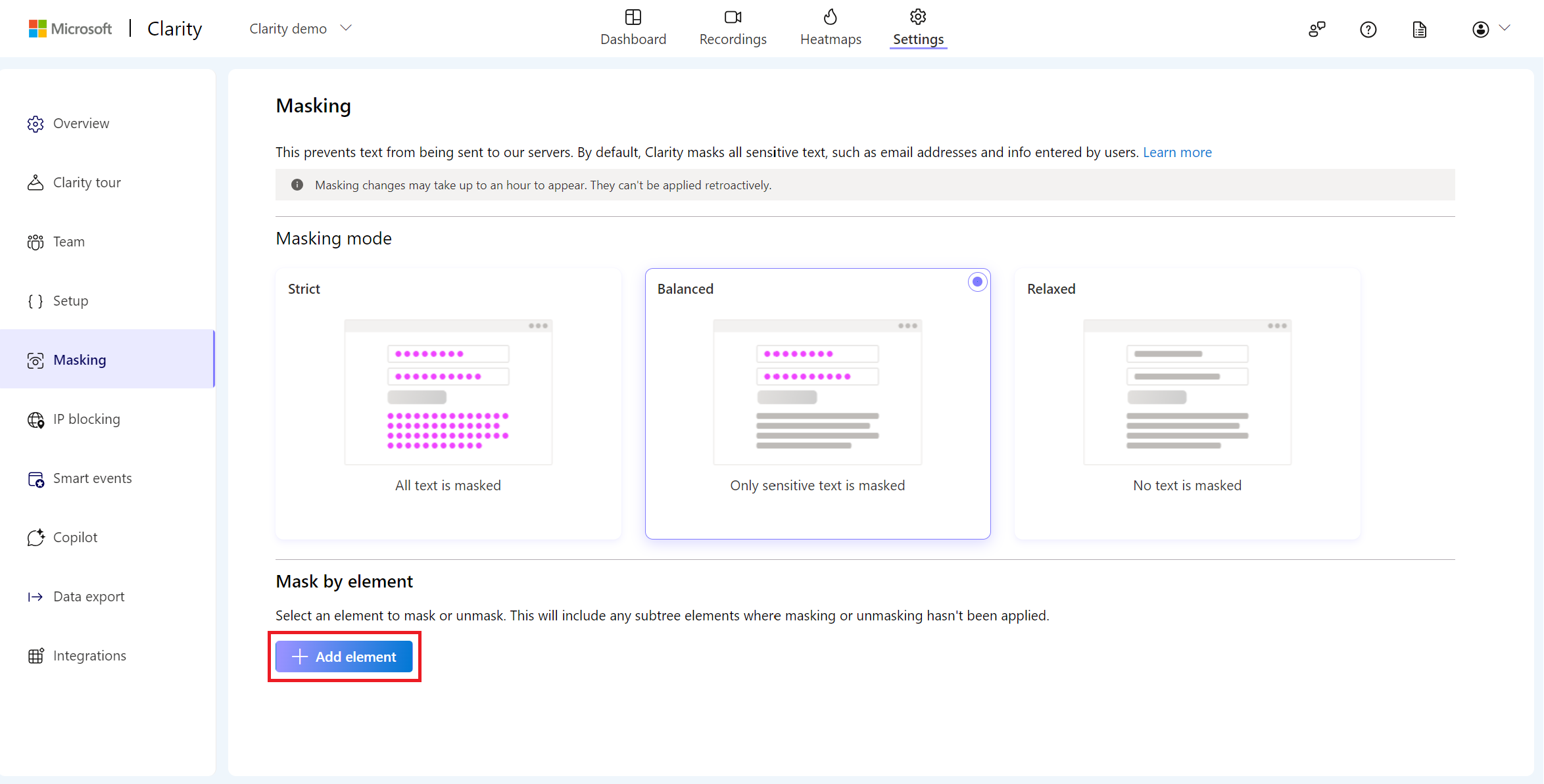 Selecting add element.