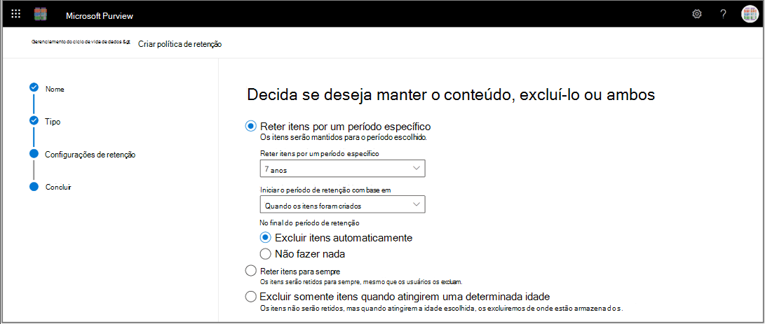 Continuar a configurar uma política de retenção para conversas do Teams e interações do Copilot.