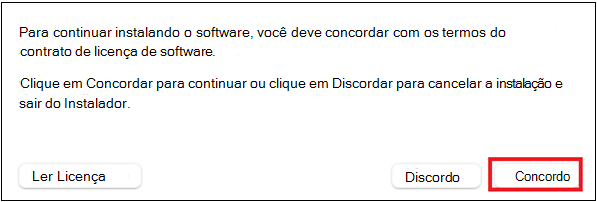 Captura de ecrã que mostra a aceitação do contrato.