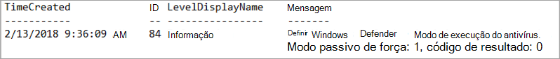 Captura de ecrã a mostrar o resultado da verificação do modo passivo.