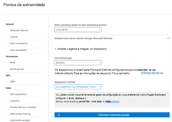 Captura de ecrã a mostrar o ecrã de inclusão no MDPE do Puppet.