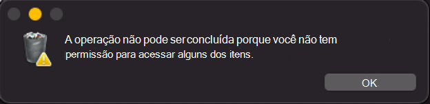 Captura de ecrã a mostrar a mensagem de operação bloqueada.