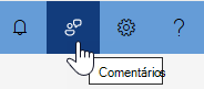 Captura de ecrã do menu do portal a realçar o ícone de feedback