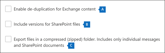 Configure outras opções de exportação.