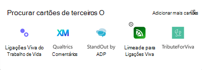 Esta captura de ecrã é da secção card caixa de ferramentas que apresenta cartões de parceiro.