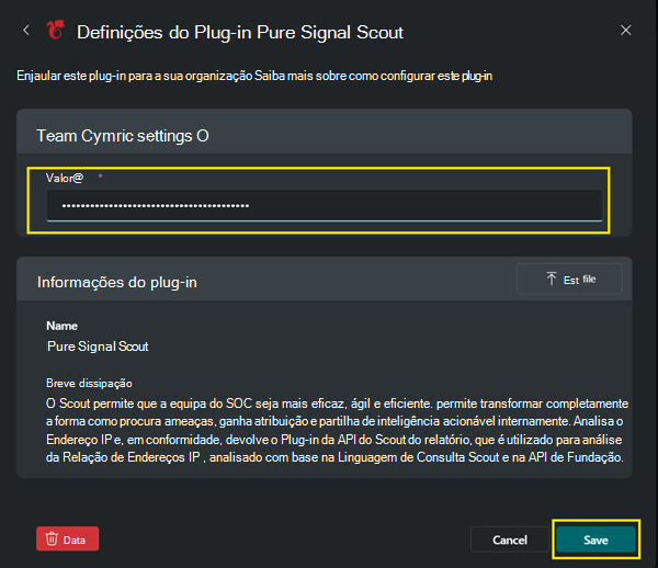 Imagem das definições do plug-in Pure Signal Scout.