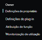 Captura de ecrã a mostrar as opções de menu do proprietário.