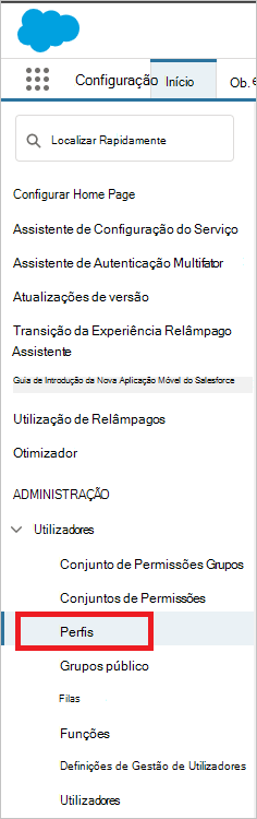 O Salesforce gere perfis de utilizadores.