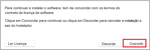 Captura de ecrã que mostra a aceitação do contrato.