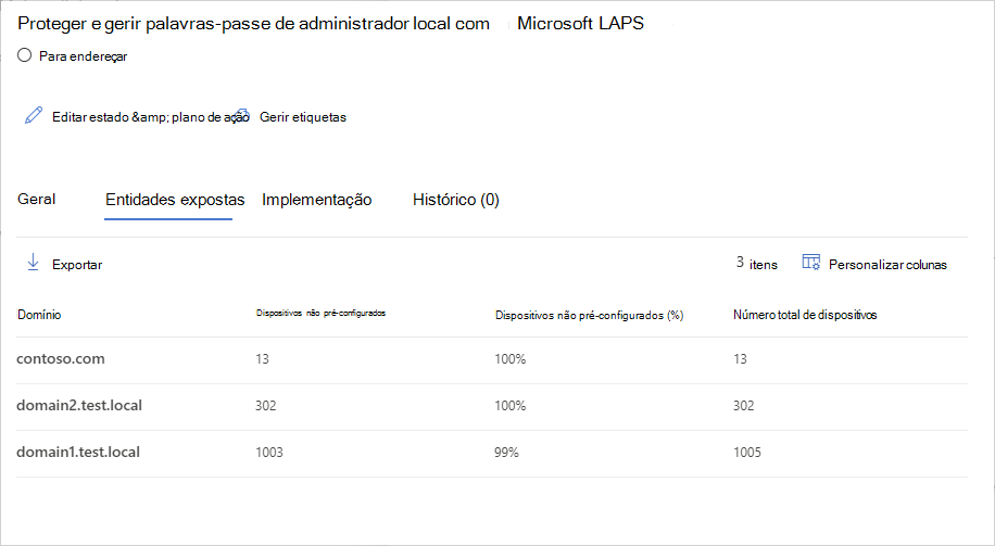 Selecione domínio com dispositivos desprotegidos pela LAPS.