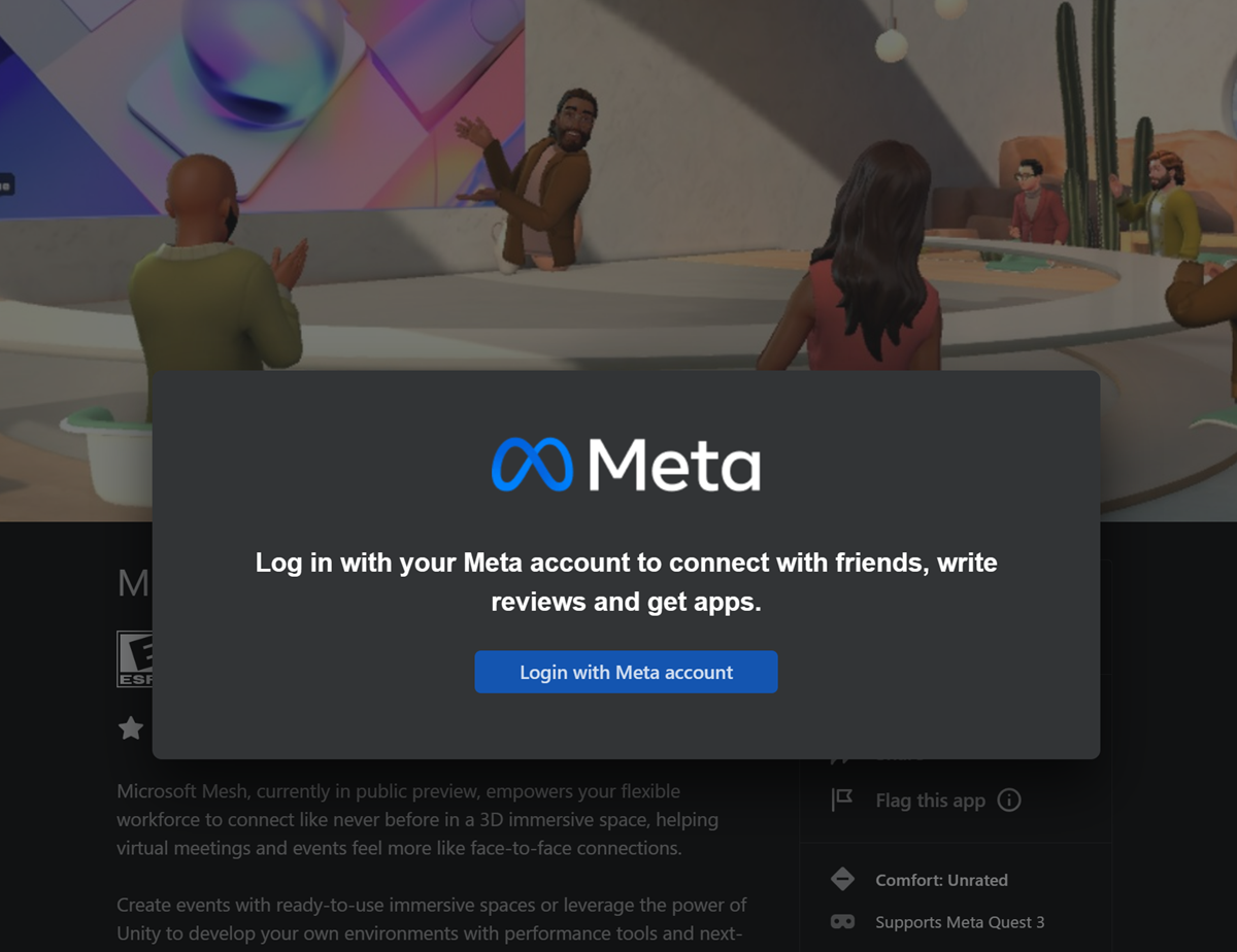 Faça login na meta conta