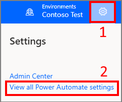 Definições do Power Automate