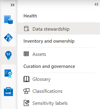 Captura de ecrã do índice para Insights do Patrimônio de Dados do Microsoft Purview.