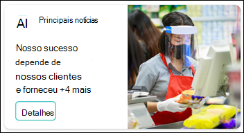 Captura de ecrã de um card de Notícias.