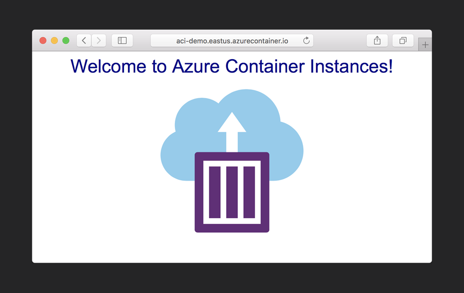 Captura de tela de instâncias de contêiner do Azure