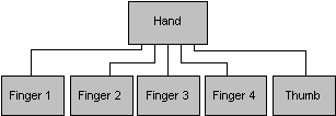 diagrama da hierarquia de uma mão humana