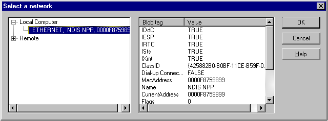 configurações típicas de uma NDIS NPP fornecida pelo Monitor de Rede