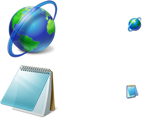 imagens de ícones de globo e caderno espiral