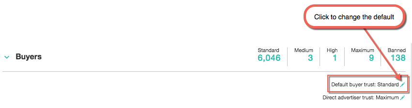 Screenshot to set the default for buyer trust.