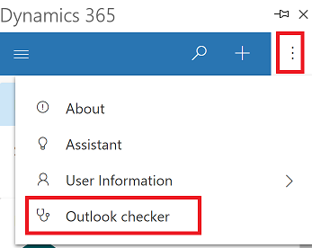 Outlook Checker pe bara de comenzi.