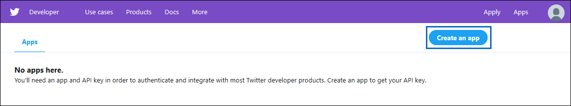 Перейдите на страницу Приложения, чтобы создать приложение.