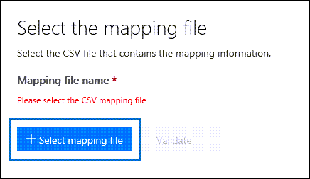 Выберите файл сопоставления, чтобы отправить CSV-файл, созданный для задания импорта.