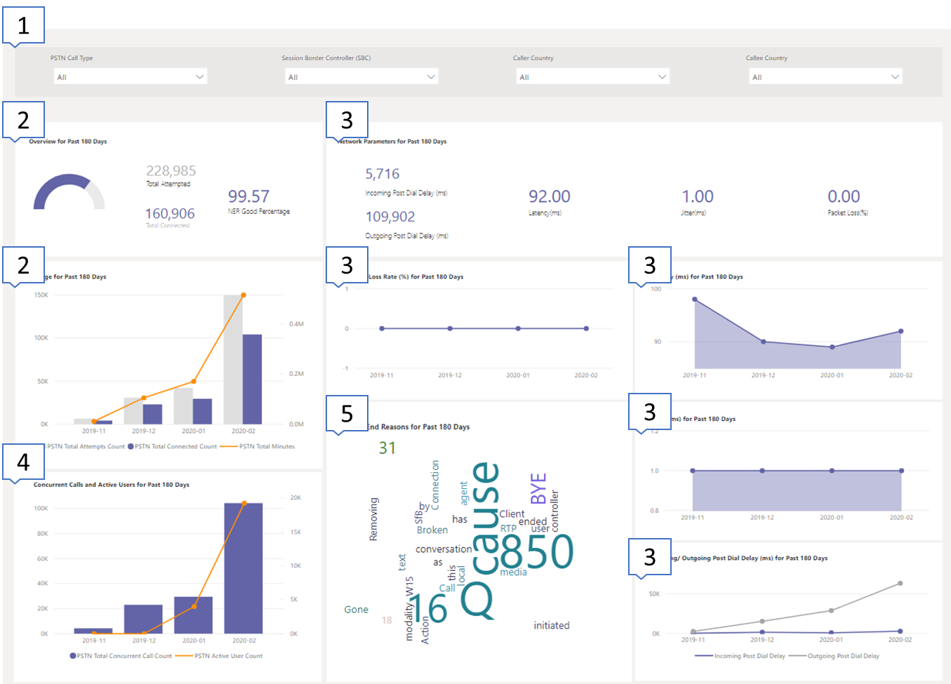 Screenshot of the summary PSTN health reports.