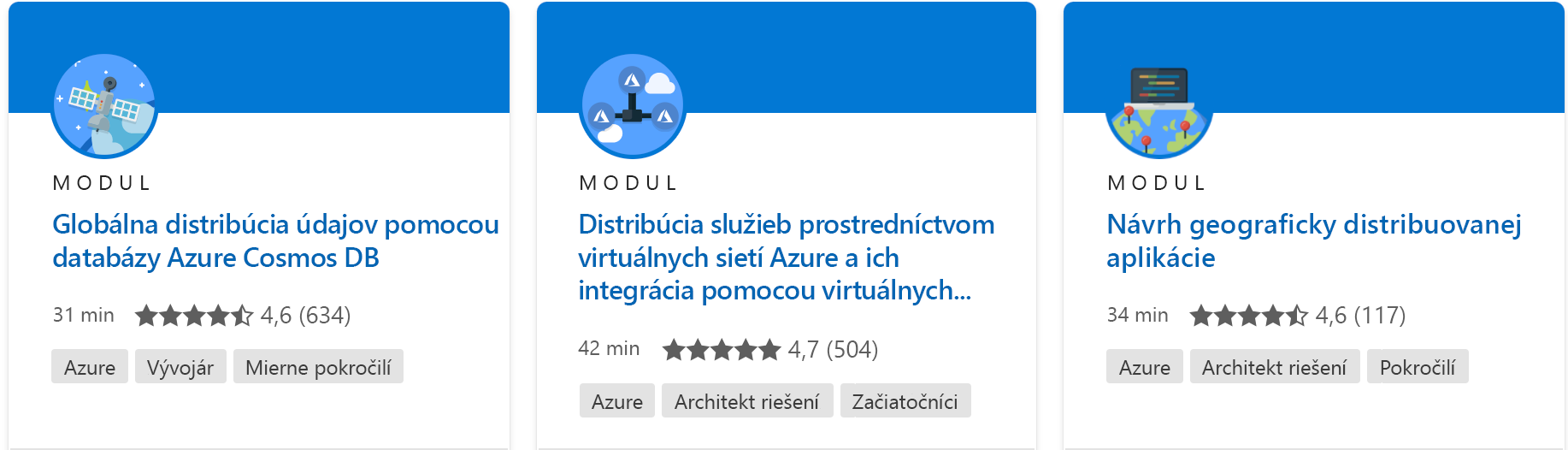 Snímka obrazovky zobrazujúca jeden modul so všetkými podrobnosťami z webovej lokality Microsoft Learn