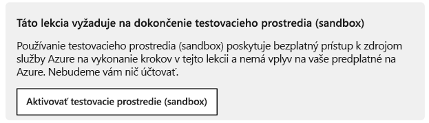 Výzva Aktivácia testovacieho prostredia (sandbox), ktorá sa zobrazuje v každom module