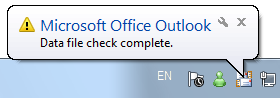 Screen shot of balloon showing file check complete 