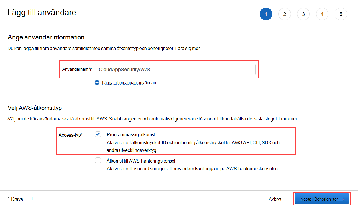 Skapa användare i AWS.