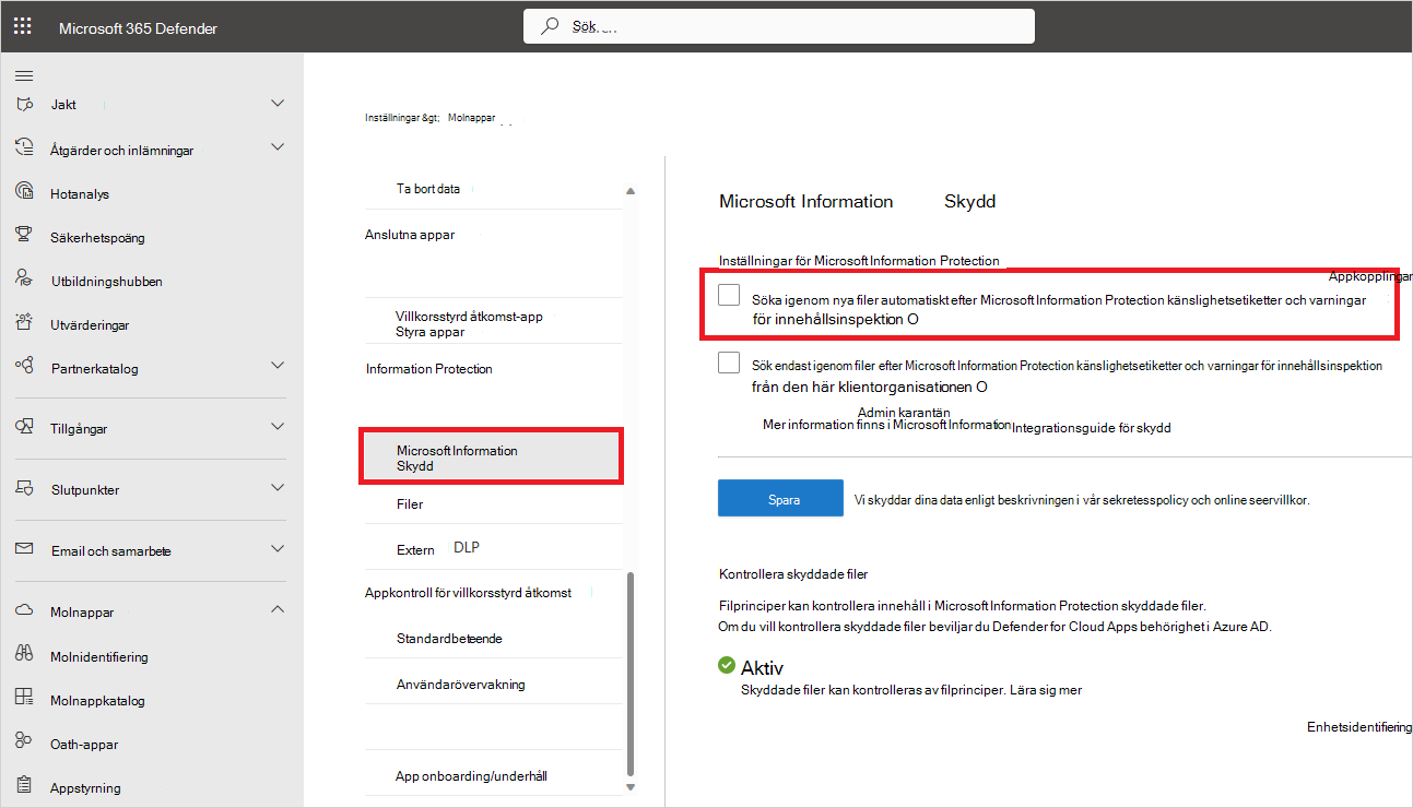 Skärmbild av aktivering av Microsoft Purview.