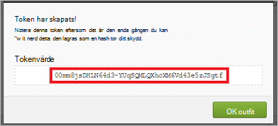 Okta-tokenvärde.