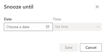 Skärmbild av att välja ett snoozedatum och -tid.