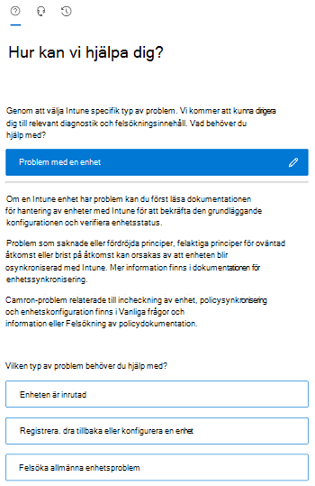 Skärmbild som visar filtrerade scenarioalternativ i Intune administrationscenter.