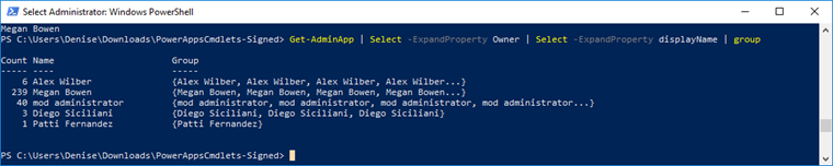 คำสั่ง Get-AdminPowerApp