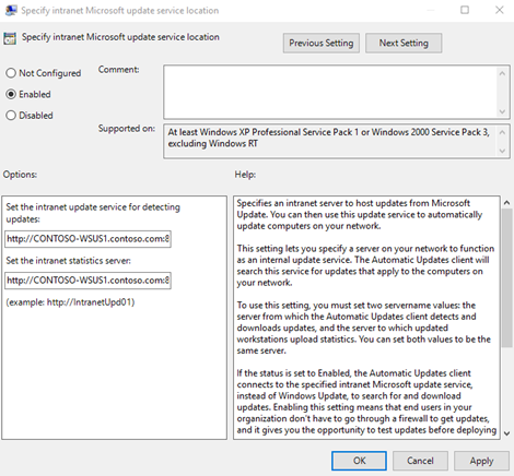 Set the intranet statistics server in the UI.