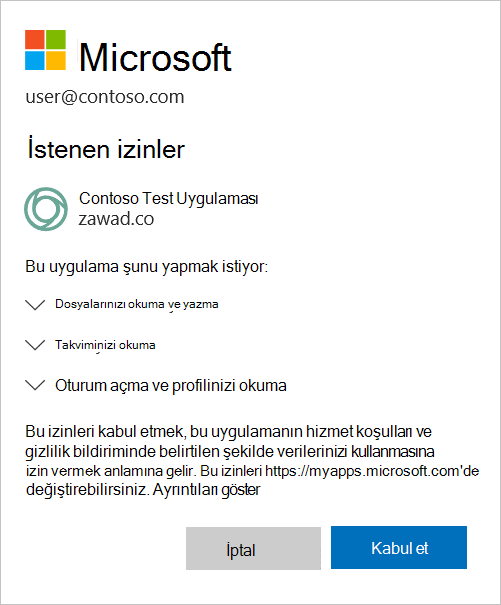 OAuth uygulama izni.