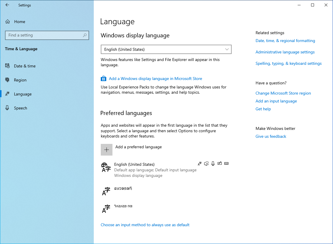 Language Settings search for ADLaM or Osage.